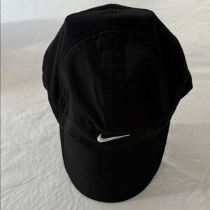 Nike Black White Sports Cap with white swoosh. YXL